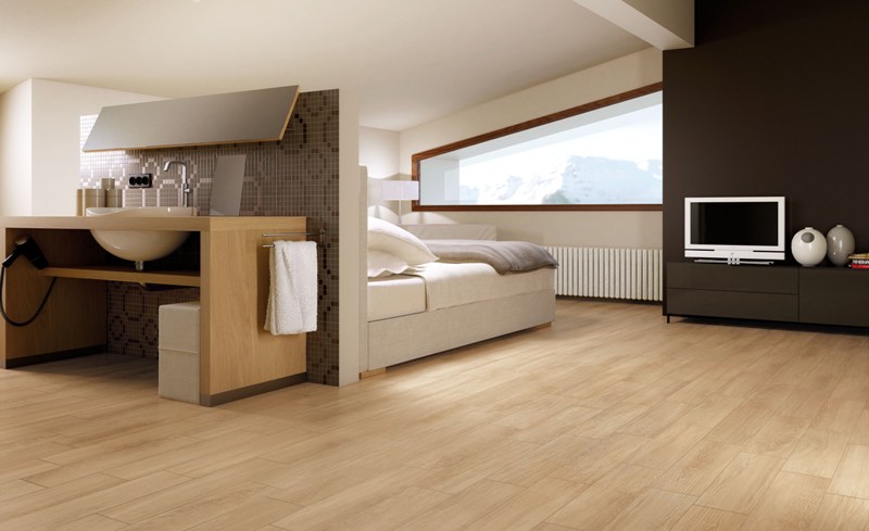 Sử dụng gạch giả gỗ cho không gian phòng ngủ 