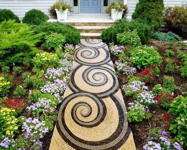 xu hướng dùng gạch mosaic ốp lát sân vườn